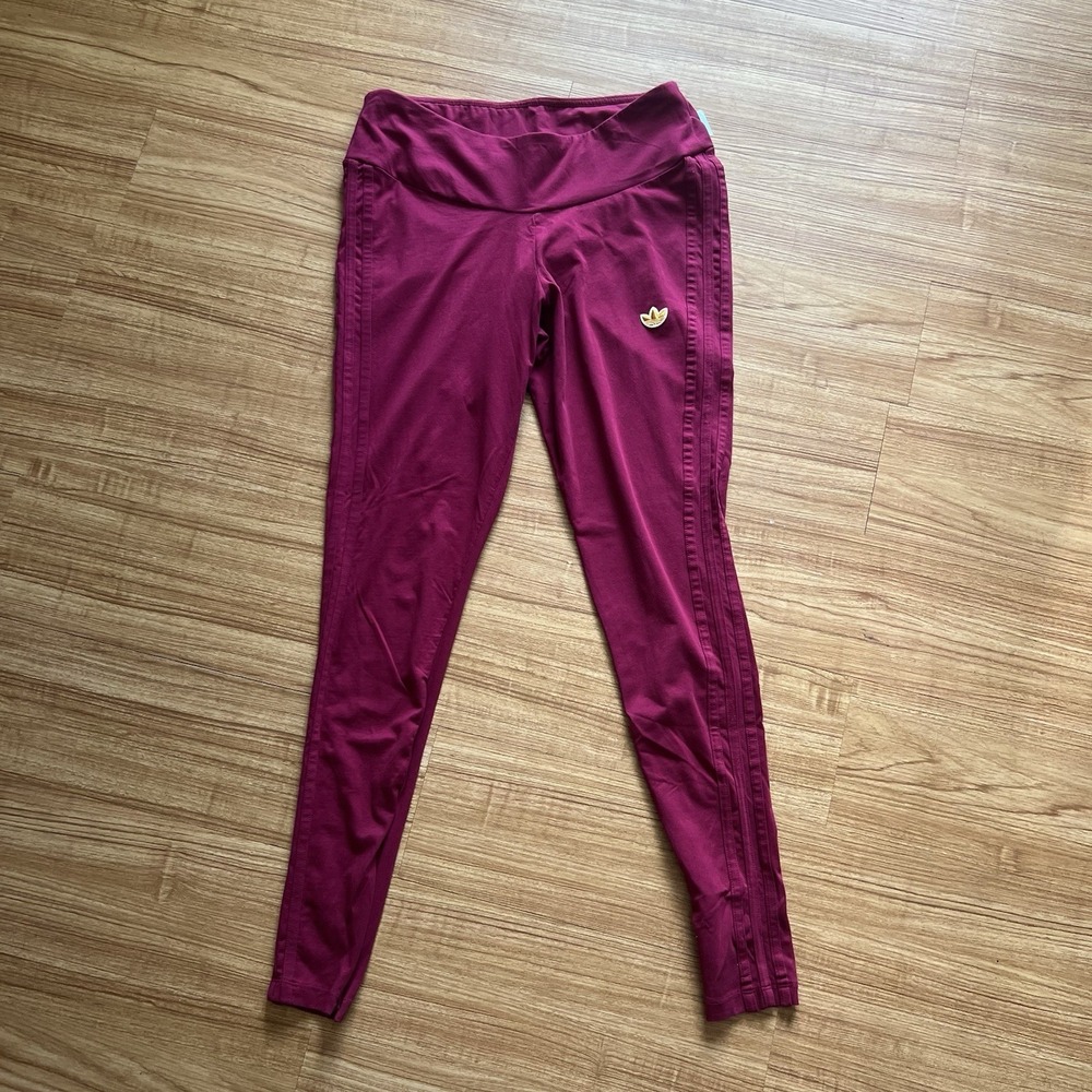 Adidas Originals 50 Years Anniversary Leggings Plus Size 1X Maroon Trefoil Yoga
